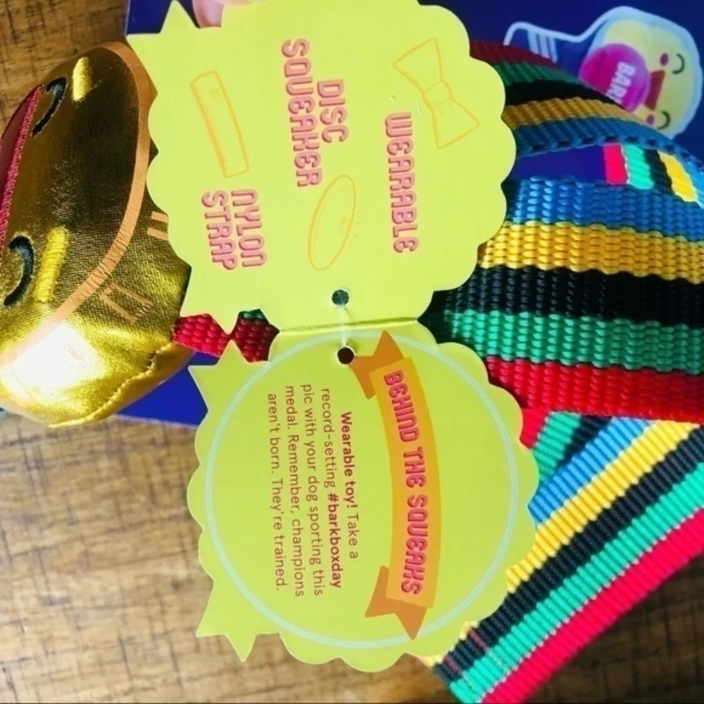 BarkBox Participation Trophy Dog Toy Plush Crinkle Squeaker NWT